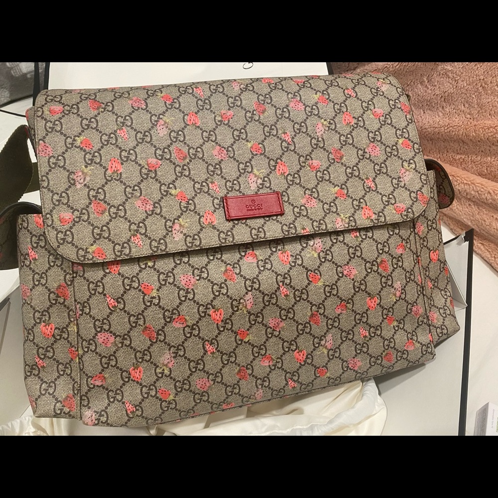 Limited edition strawberry Gucci diaper bag